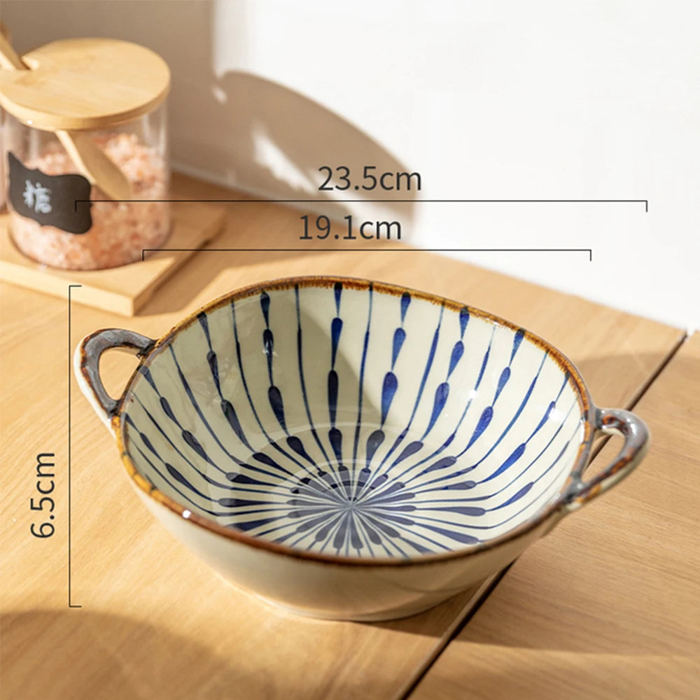 7.5-Inch Ceramic Soup & Noodle Bowl with Handle – Microwave & Oven Safe Tableware