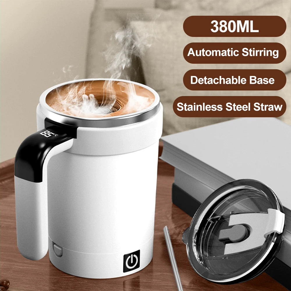 Rechargeable Self-Stirring Mug – Magnetic Electric Coffee Mixer with Lid, 380ml