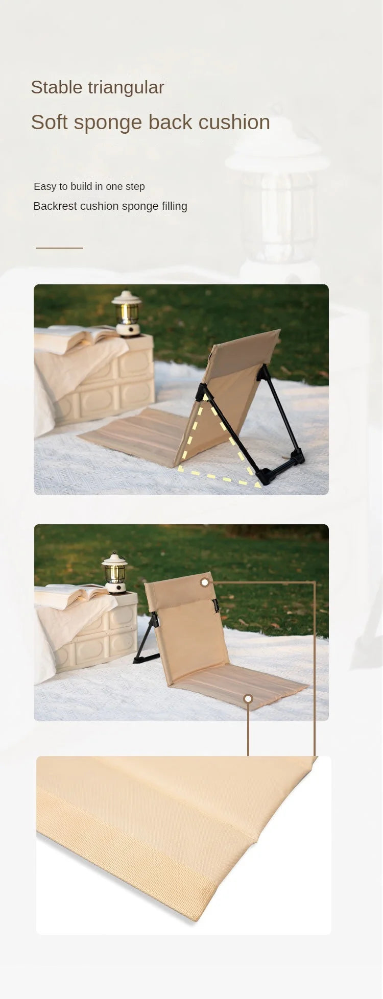 Folding Camping & Beach Chair – Lightweight Backrest Chair with Cushion & Storage Bag