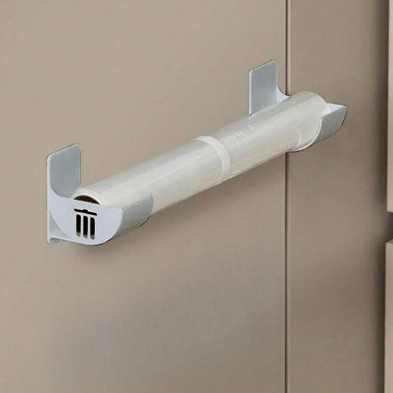 Adjustable Self-Adhesive Kitchen Storage Shelf – Wall-Mounted Holder for Wraps, Foil & Towels