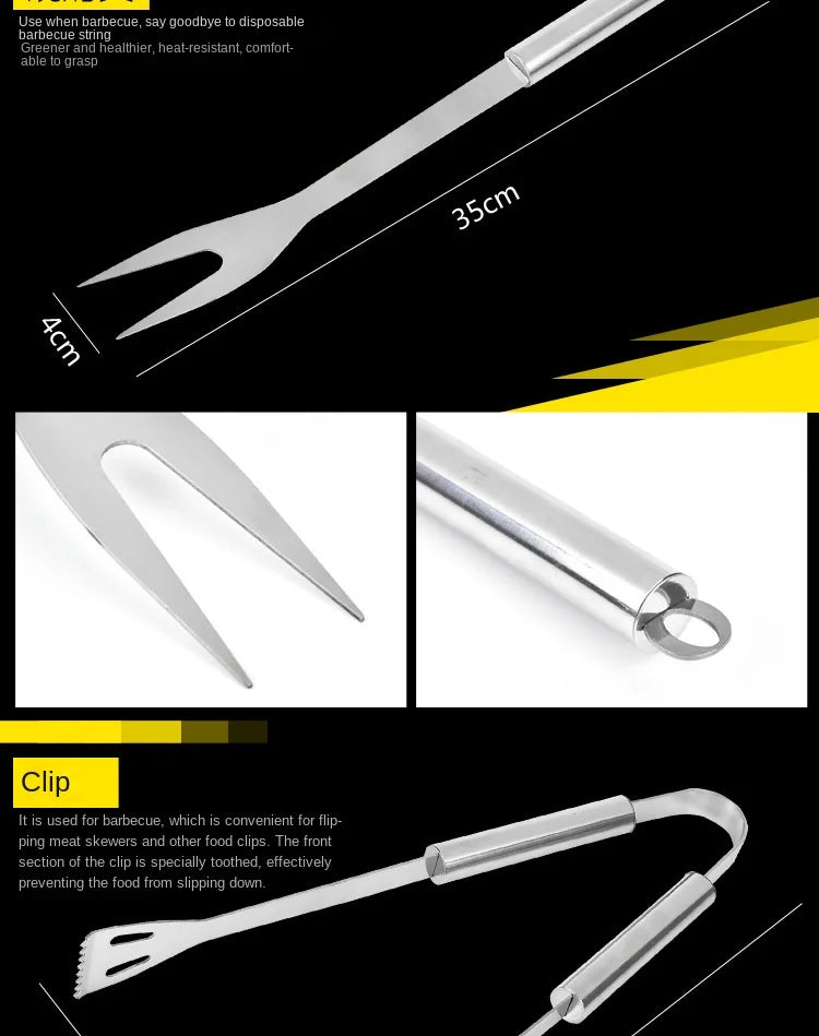 Stainless Steel BBQ Tool Set – Portable Outdoor Grill Utensils with Storage Bag