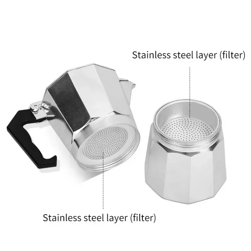 600ml Moka Coffee Pot – Italian-Style Aluminium Espresso Maker for Stove-Top Brewing