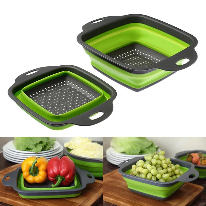 2pcs Silicone Folding Drainer Basket
