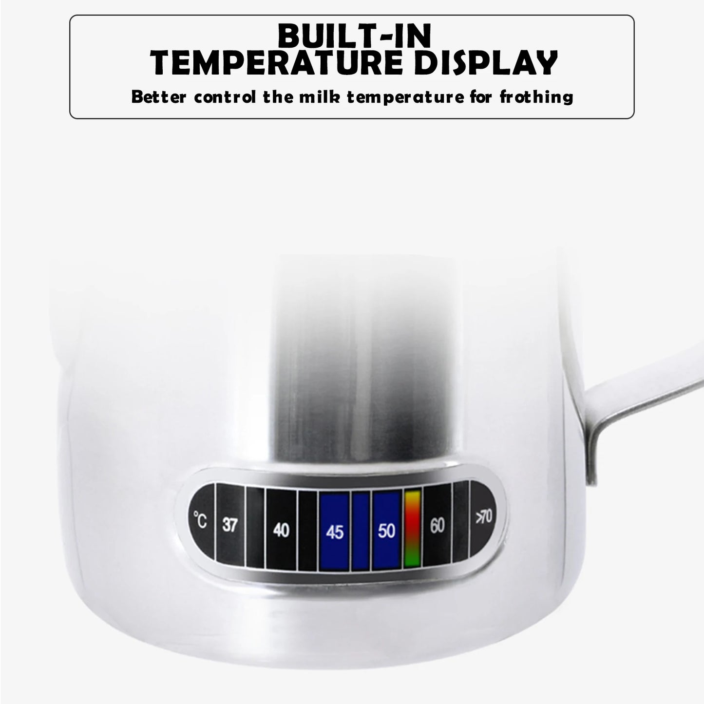 Milk Frothing Pitcher with Temperature Display – Stainless Steel Jug for Latte Art 350/600ml