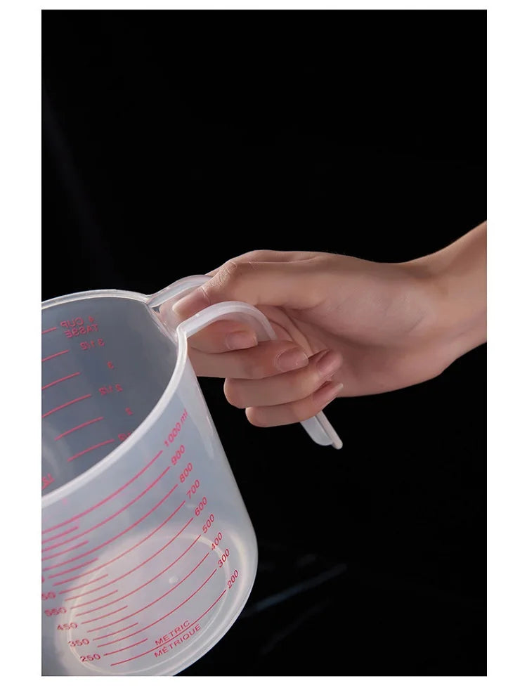 Silicone Plastic Measuring Cups – 250ml, 500ml, 1000ml Kitchen Jug Set