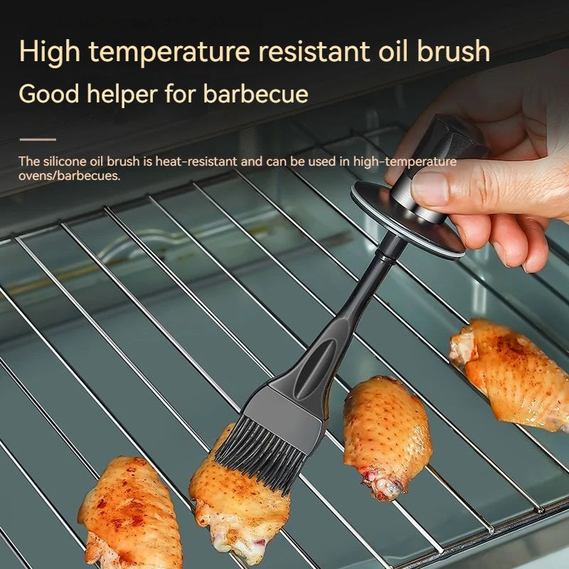Silicone Oil Brush with Glass Bottle – High Temp Resistant, Non-Shedding, for Kitchen & BBQ