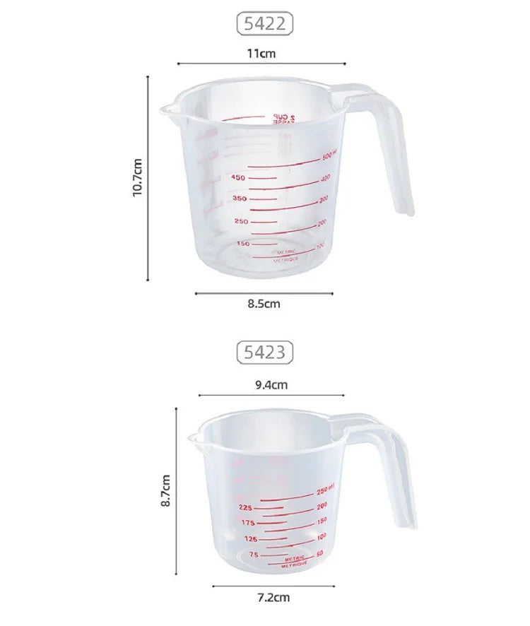 Silicone Plastic Measuring Cups – 250ml, 500ml, 1000ml Kitchen Jug Set