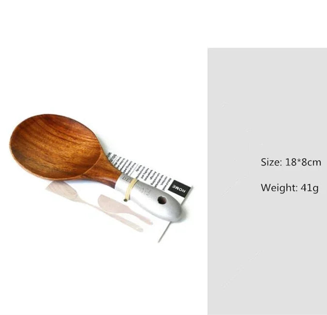Solid Teak Wood Cooking Spatula – Non-Scratch Kitchen Utensil with Hanging Loop