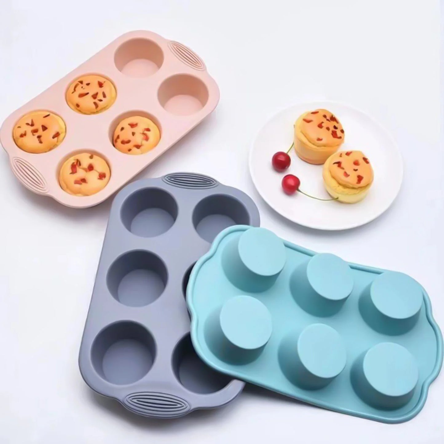 Silicone 6-Cup Cake Mould – Non-Stick Muffin Tray for Baking Cupcakes, Cakes and Biscuits