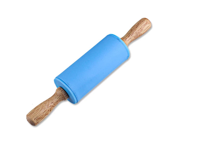 Mini Silicone Rolling Pin – 23cm Non-stick Dough Roller with Wooden Handle
