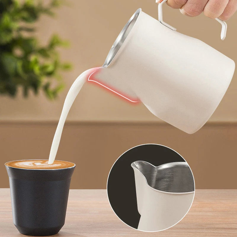 Stainless Steel Milk Frothing Jug – Latte Art Pitcher with Spout for Baristas, 350–600ml