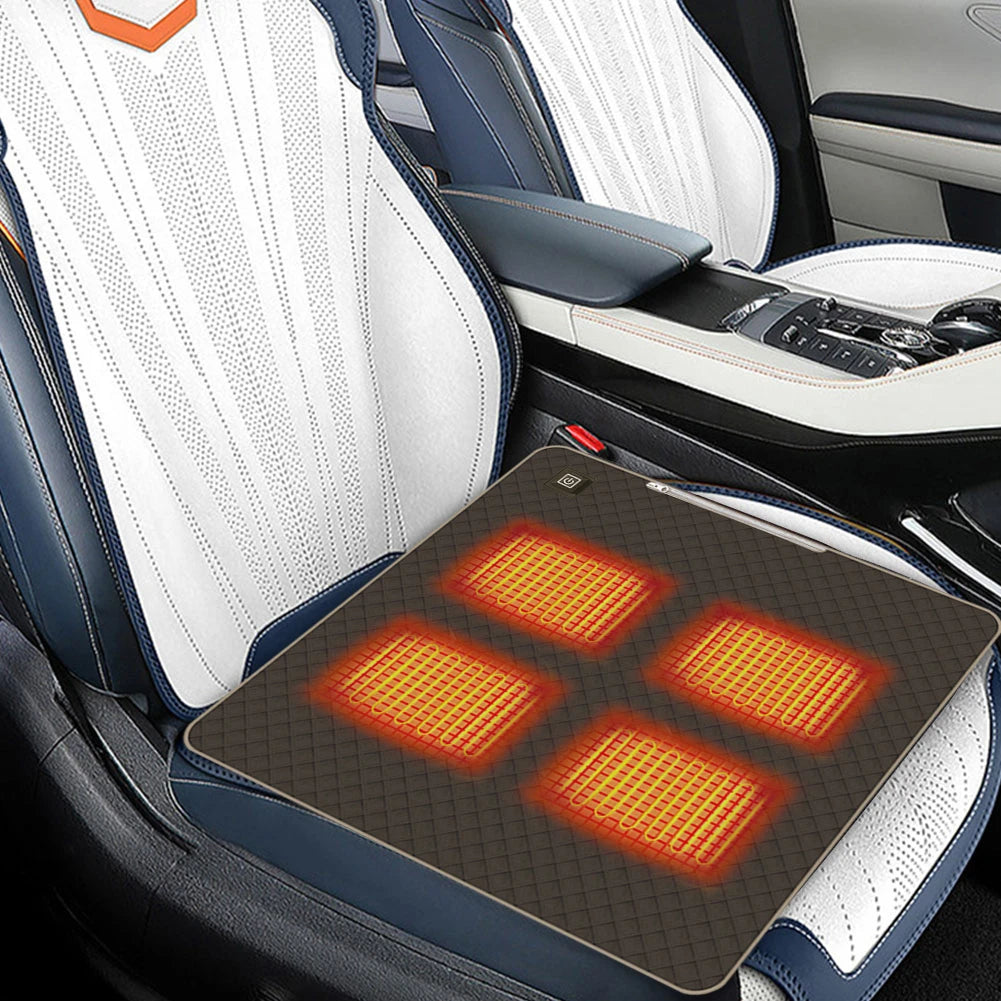 USB Heated Seat Cushion – 4-Zone Electric Mat for Camping, Office & Outdoor Warmth