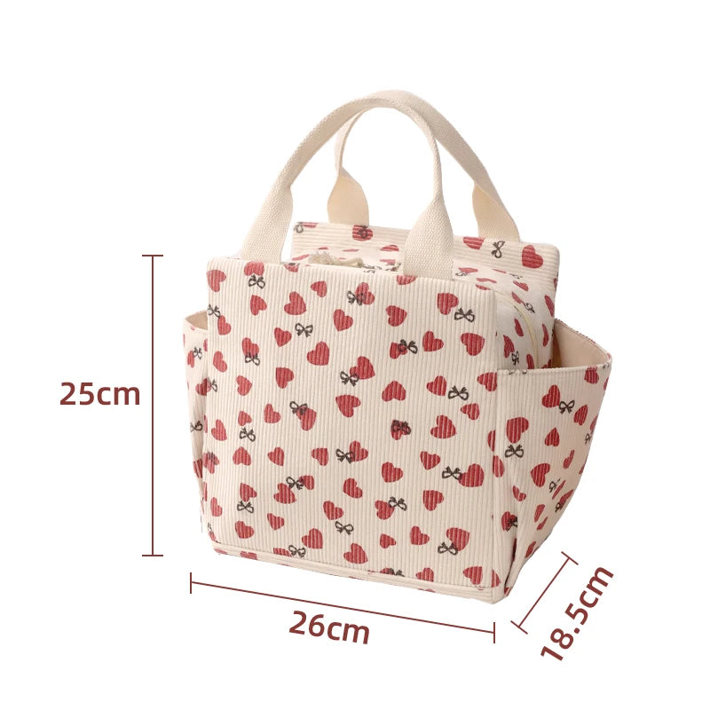 Corduroy Thermal Lunch Bag – Insulated Food Pouch for School, Work & Picnics