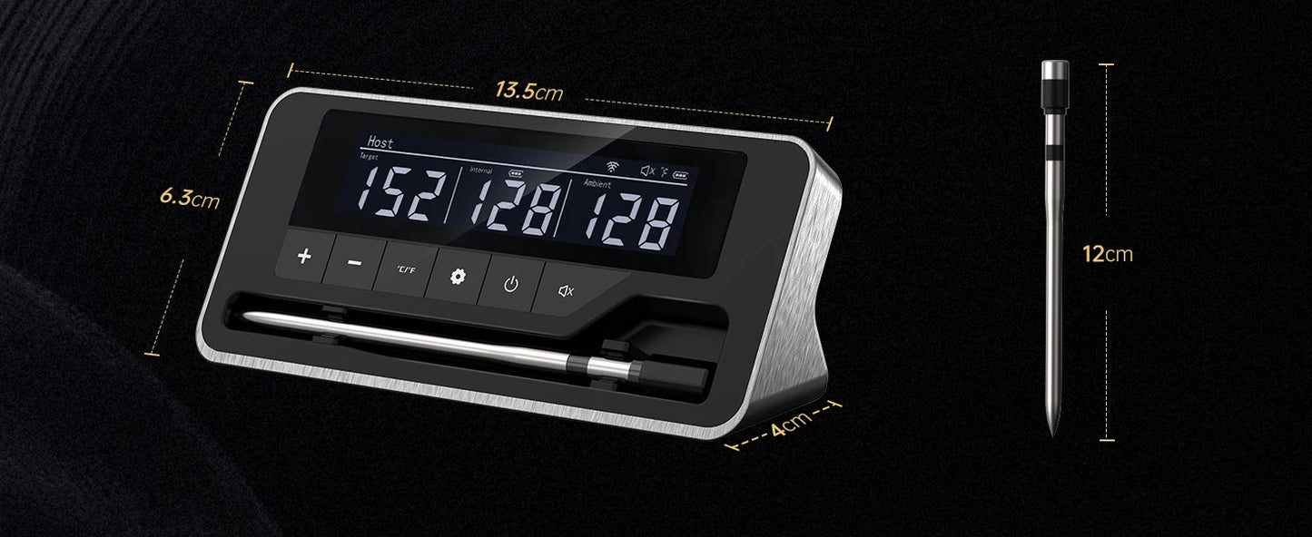 Wireless Meat Thermometer – Bluetooth Digital Probe with App & LCD for Oven, BBQ & Smoker