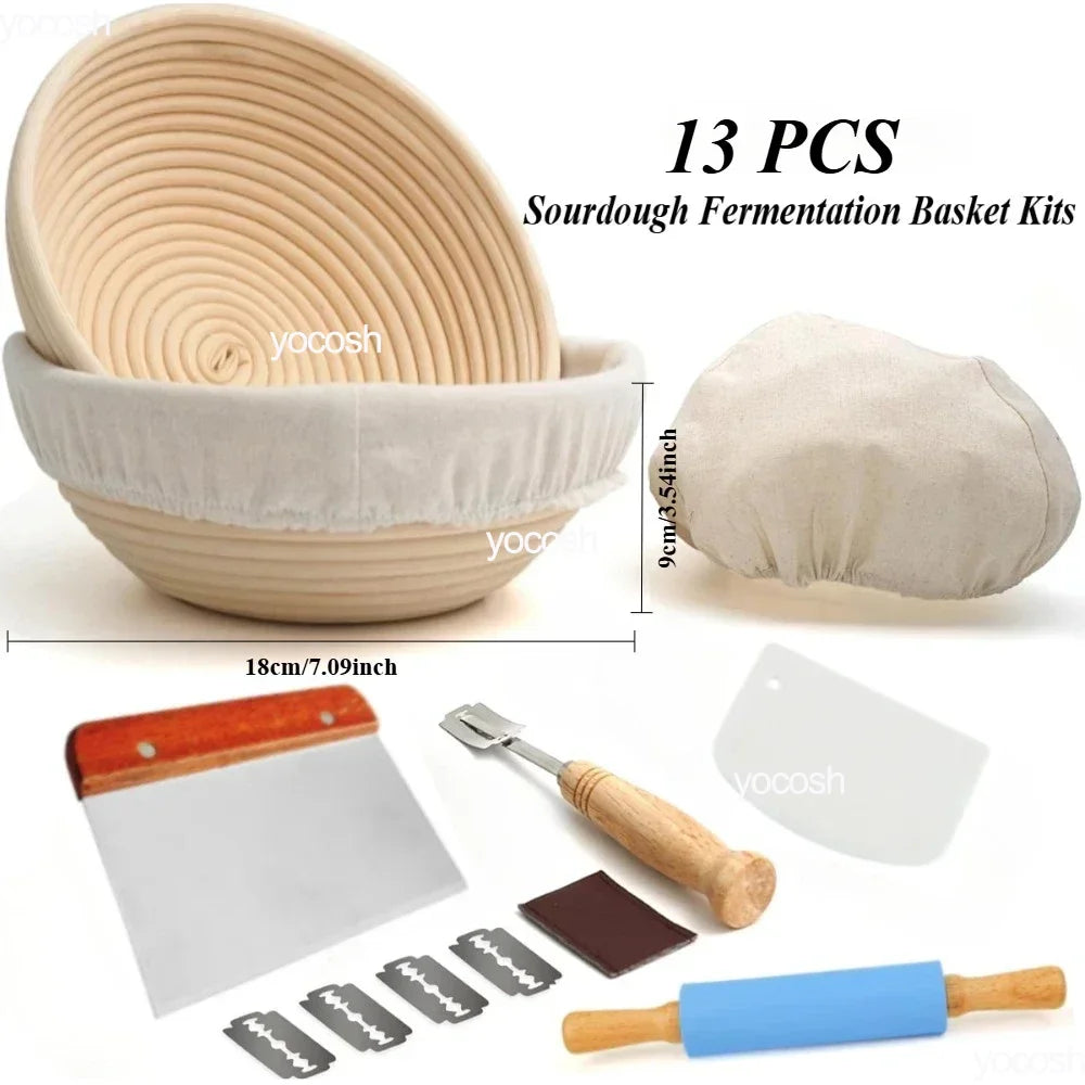 Professional Sourdough Baking Set – Proofing Basket, Mat, Tools & 24oz Starter Jar