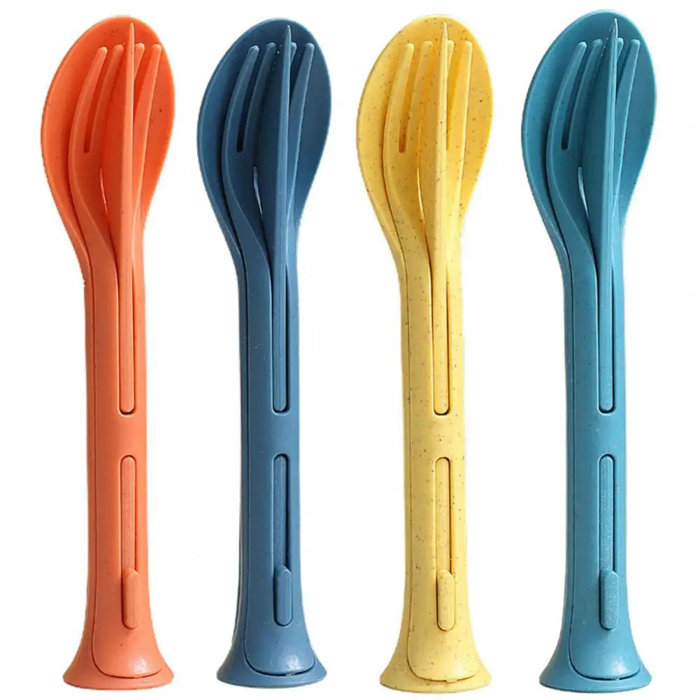 3pcs Reusable Travel Cutlery Set – Foldable Knife, Fork & Spoon for School or Camping