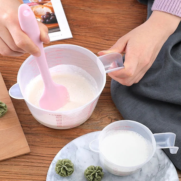Silicone Plastic Measuring Cups – 250ml, 500ml, 1000ml Kitchen Jug Set