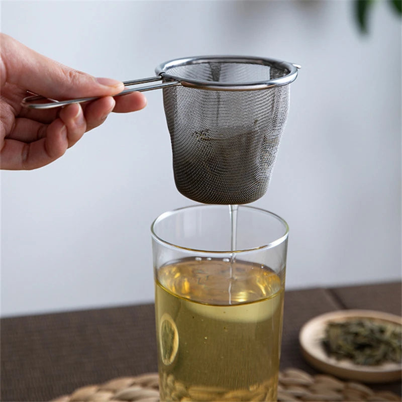 Stainless Steel Tea Infuser with Handle – Fine Mesh Strainer for Loose Leaf Tea and Coffee