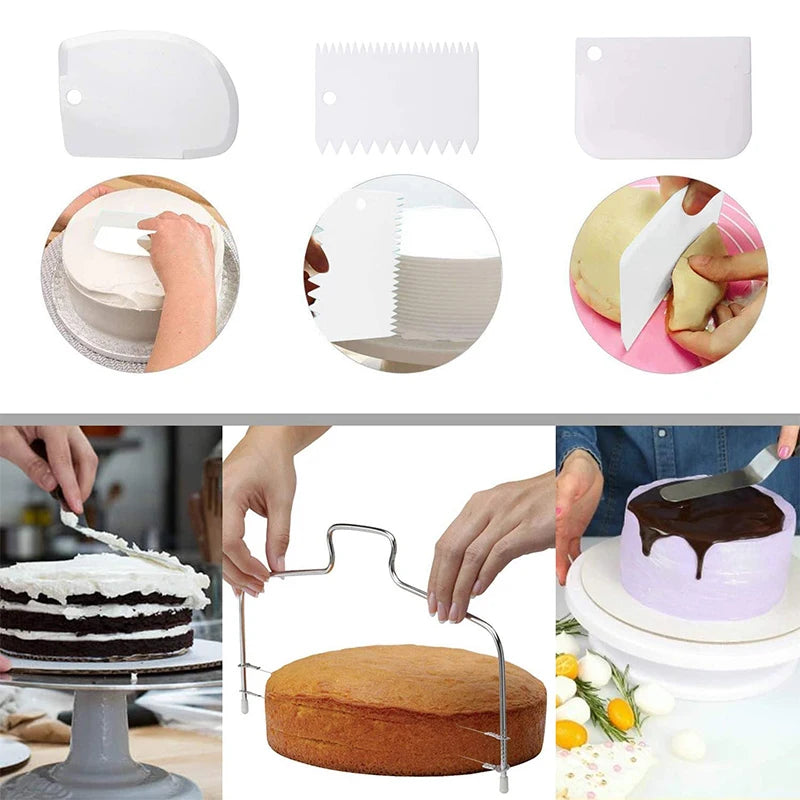 7pcs Cake Decorating Kit – Turntable, Spatula & Leveler for Easy Cake Design
