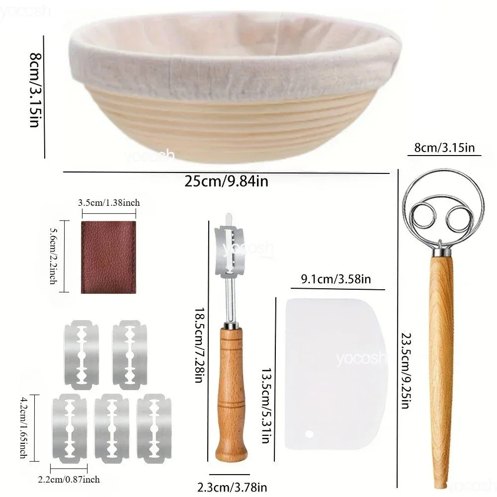 Professional Sourdough Baking Set – Proofing Basket, Mat, Tools & 24oz Starter Jar