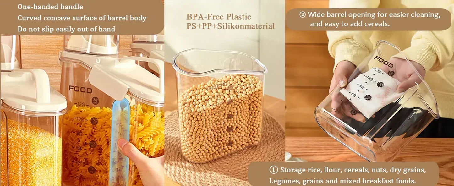 Airtight Cereal Storage Container 1.5L with Pouring Spout & Measuring Cup