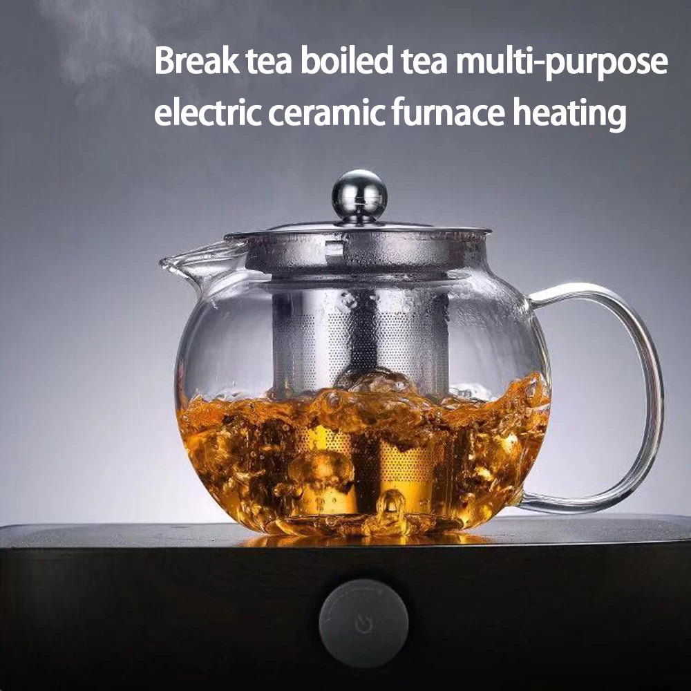Heat Resistant Glass Teapot with Stainless Steel Infuser – 650ml, 950ml or 1300ml