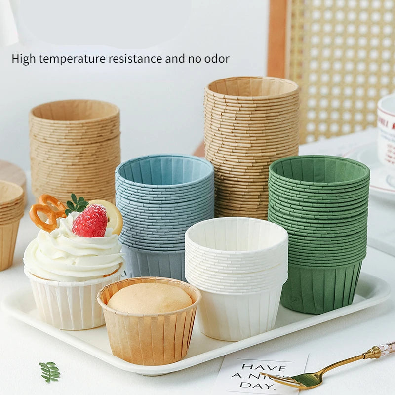 50pcs Gold Muffin Cupcake Liners – Oilproof Baking Cups for Weddings, Parties and Events