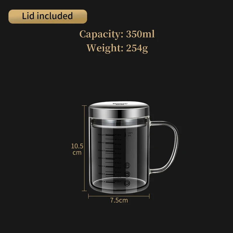 Borosilicate Glass Measuring Beaker Mug – 400ml Milk Cup with Handle