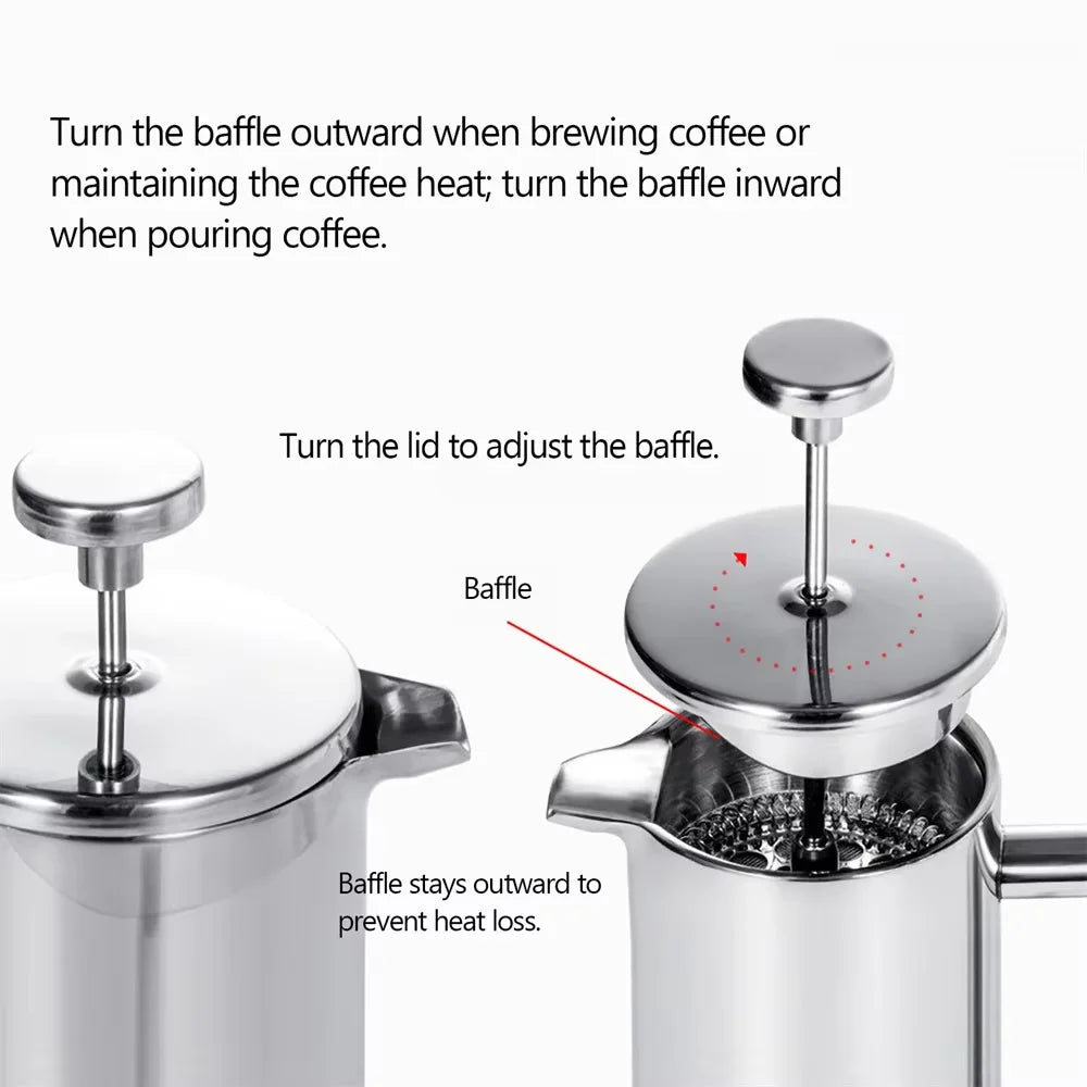 Stainless Steel Coffee French Press Jug – Durable & Stylish Brew Maker