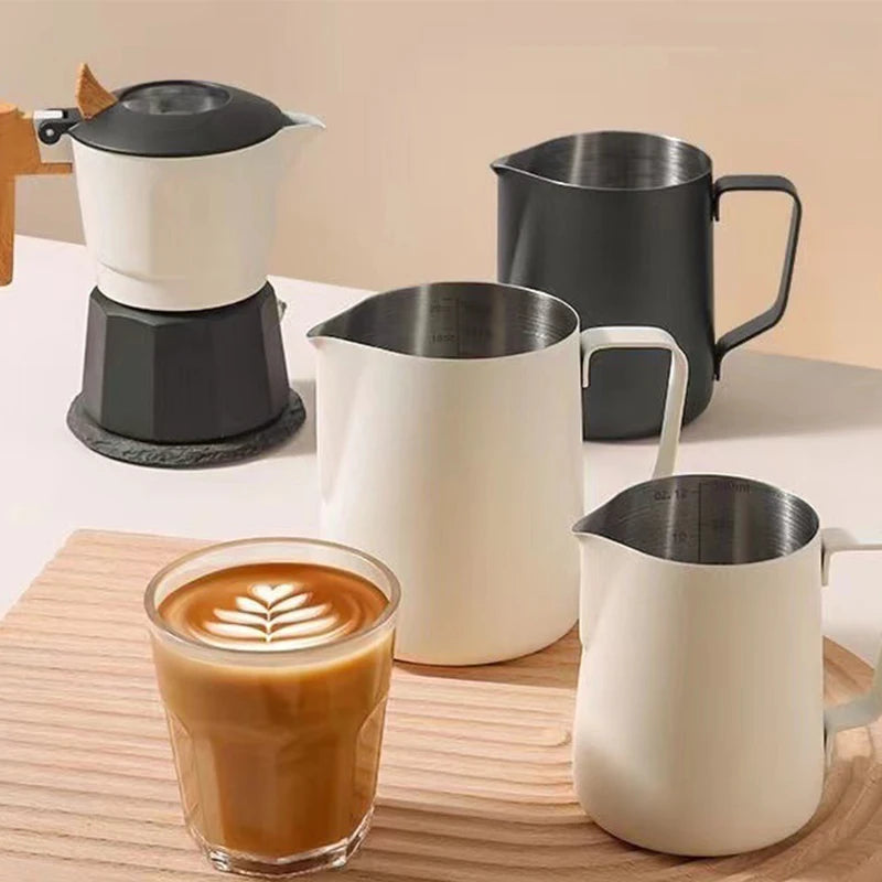 Stainless Steel Milk Frothing Jug – Latte Art Pitcher with Spout for Baristas, 350–600ml