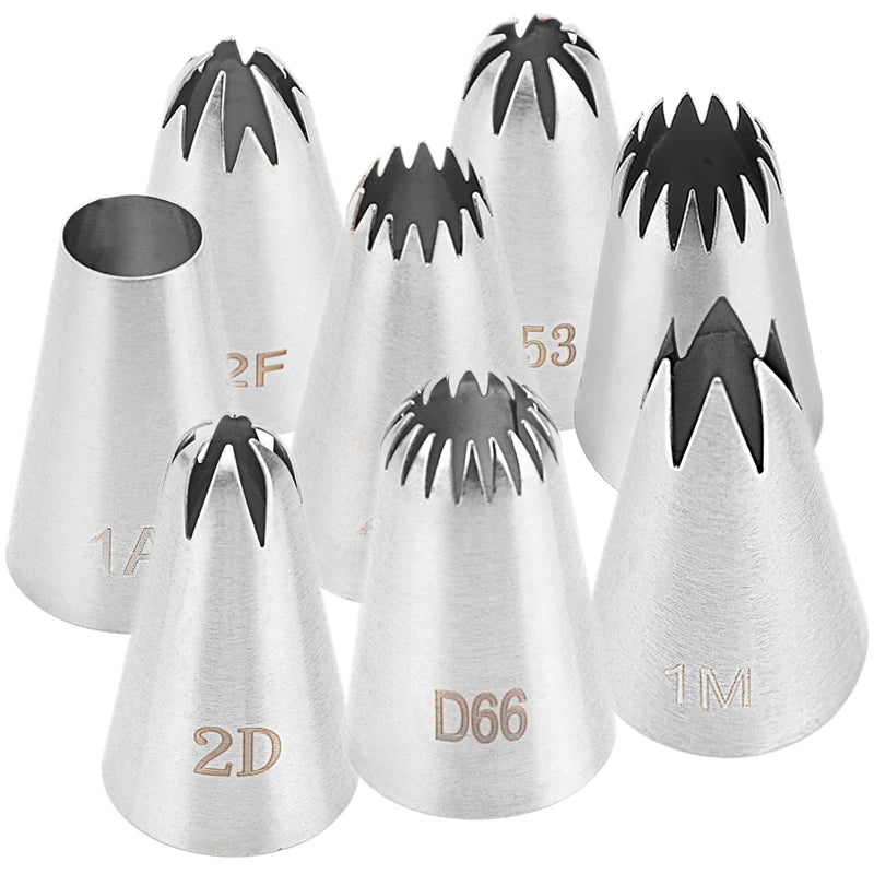 8pc Stainless Steel Piping Nozzles – Icing Tips Set for Cakes, Cupcakes & Biscuits