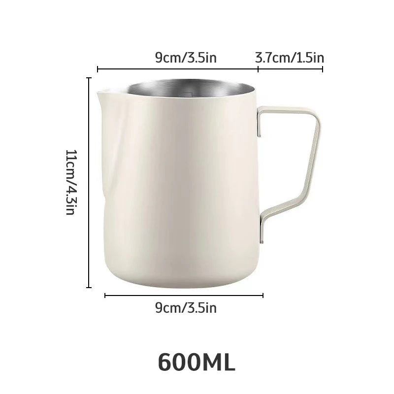 Stainless Steel Milk Frothing Jug – Latte Art Pitcher with Spout for Baristas, 350–600ml
