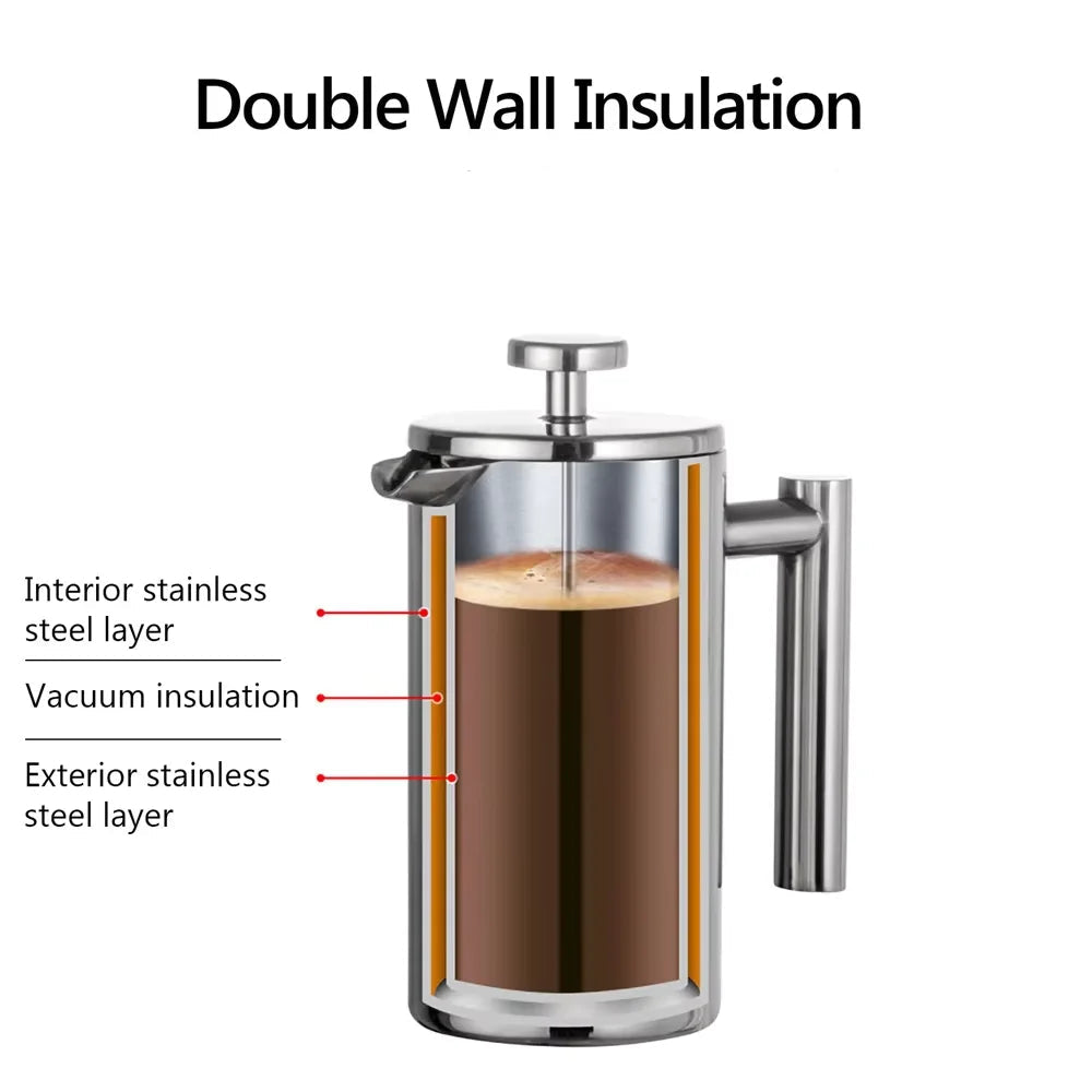 Stainless Steel Coffee French Press Jug – Durable & Stylish Brew Maker