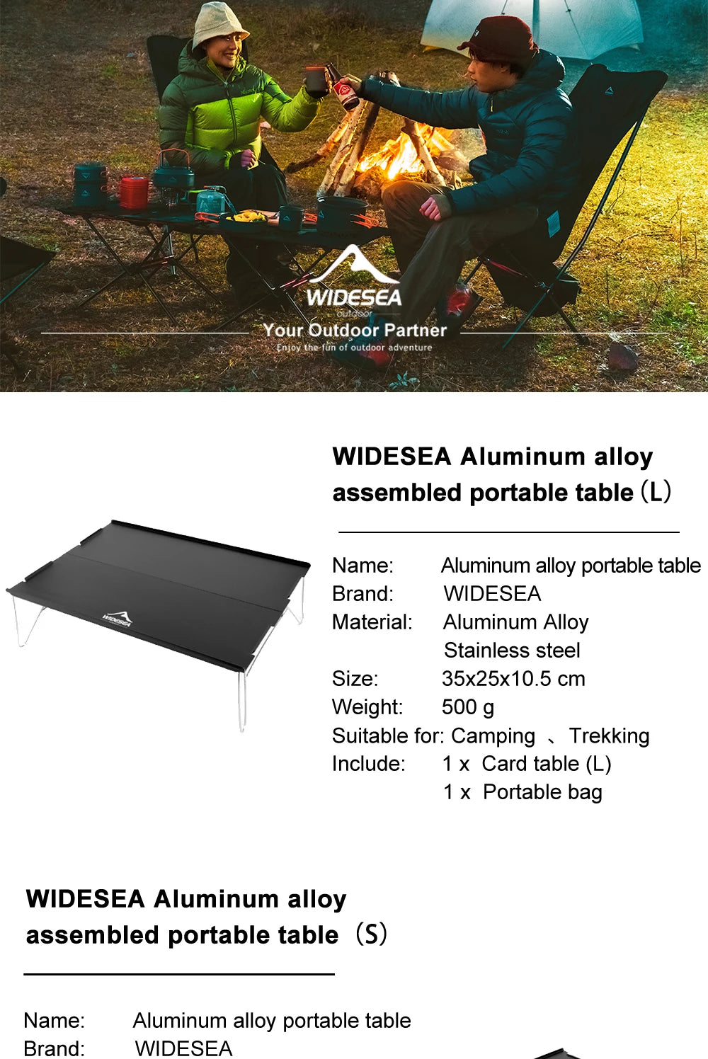 Widesea Foldable Camping Table – Ultralight Aluminium Desk for Outdoor, Hiking, and Picnic Use