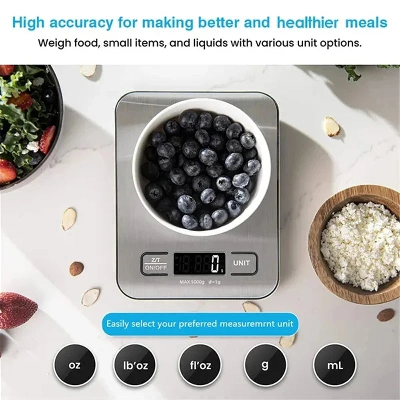 Kitchen Digital Scale – Multi-Function Electronic Weighing Scale with LCD Display and USB Charging