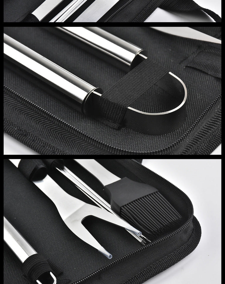 Stainless Steel BBQ Tool Set – Portable Outdoor Grill Utensils with Storage Bag