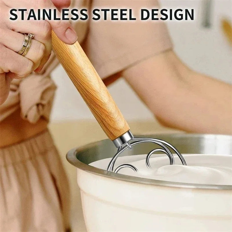 Stainless Steel Danish Dough Whisk – Handheld Beater for Bread & Pastry Mixing