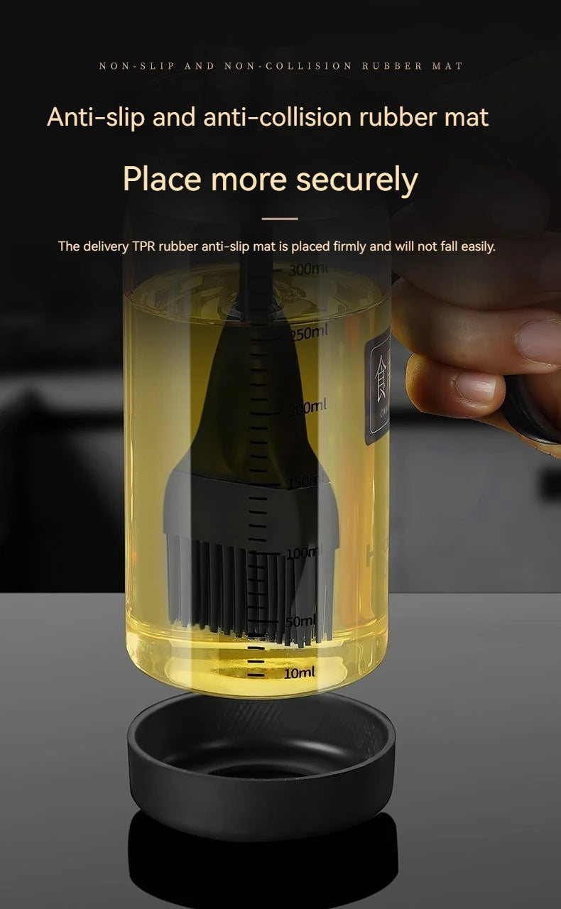Silicone Oil Brush with Glass Bottle – High Temp Resistant, Non-Shedding, for Kitchen & BBQ