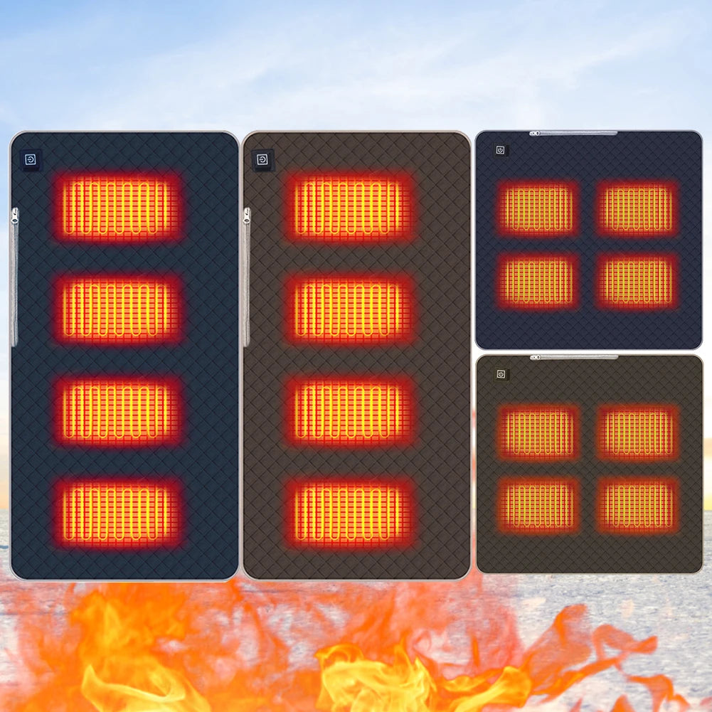 USB Heated Seat Cushion – 4-Zone Electric Mat for Camping, Office & Outdoor Warmth
