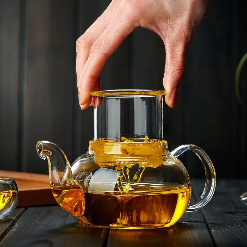 400ml/1000ml Heat-Resistant Glass Teapot with Strainer – Flower Kettle Kung Fu Teaware Set