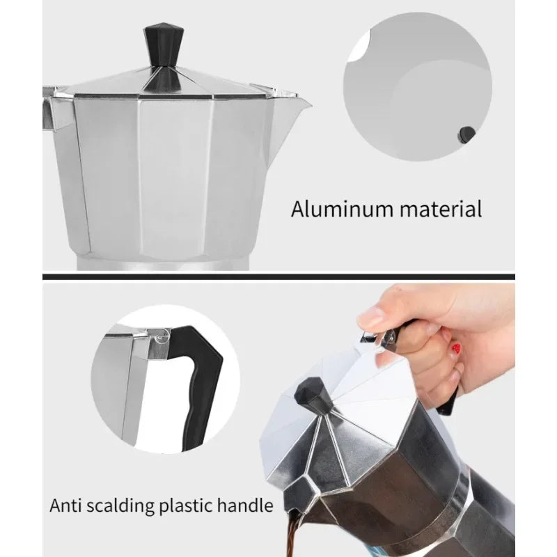 600ml Moka Coffee Pot – Italian-Style Aluminium Espresso Maker for Stove-Top Brewing