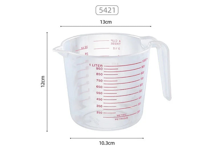 Silicone Plastic Measuring Cups – 250ml, 500ml, 1000ml Kitchen Jug Set