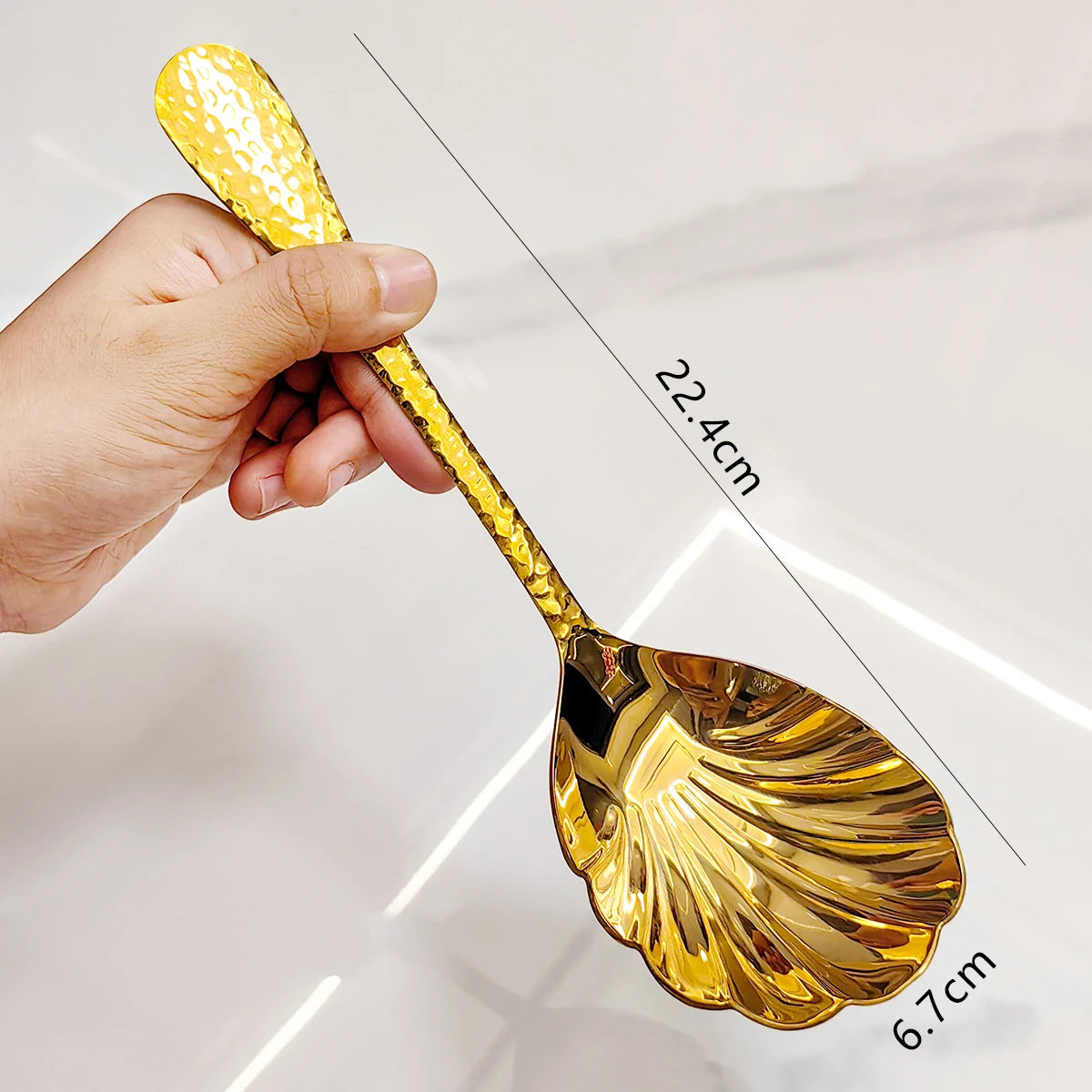 Stainless Steal Shell Pattern Serving Spoon