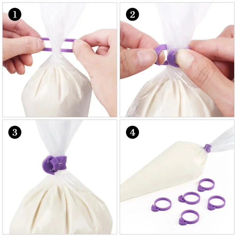 10pc Silicone Icing Bag Ties – Reusable No-Leak Piping Bag Clips for Cake Decorating