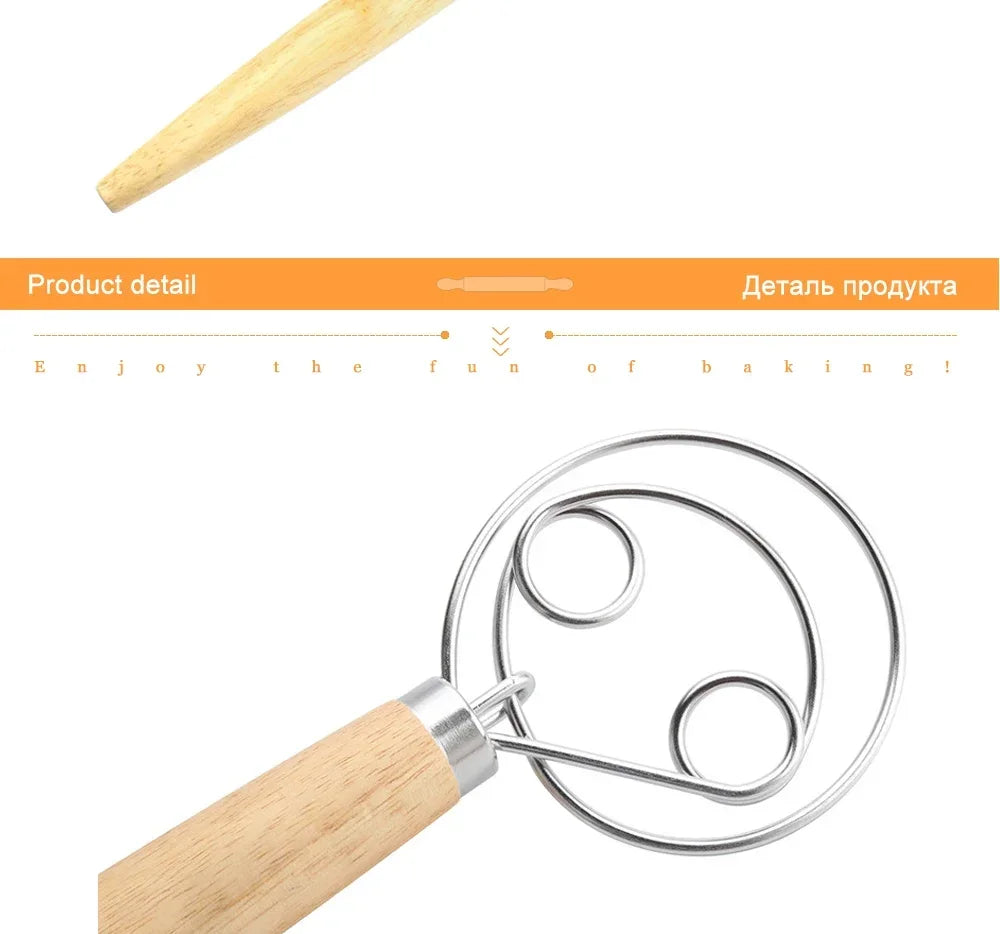 Stainless Steel Danish Dough Whisk – Handheld Beater for Bread & Pastry Mixing