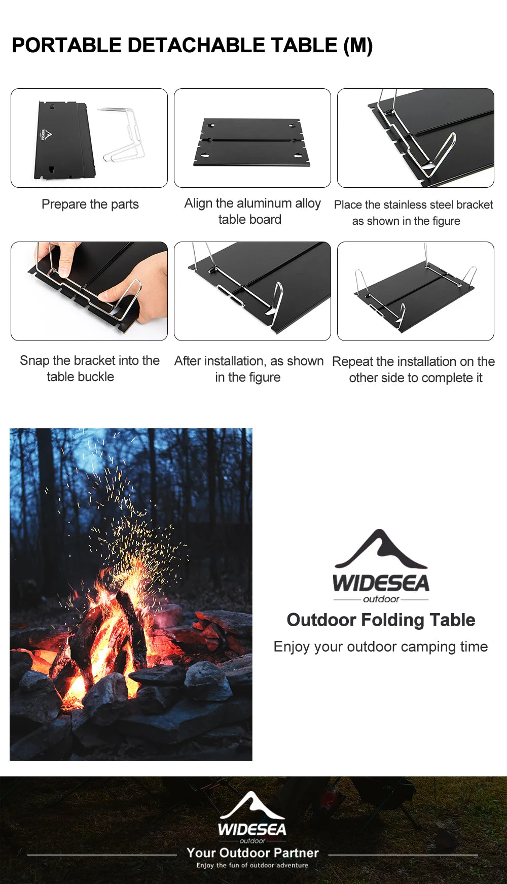 Widesea Foldable Camping Table – Ultralight Aluminium Desk for Outdoor, Hiking, and Picnic Use