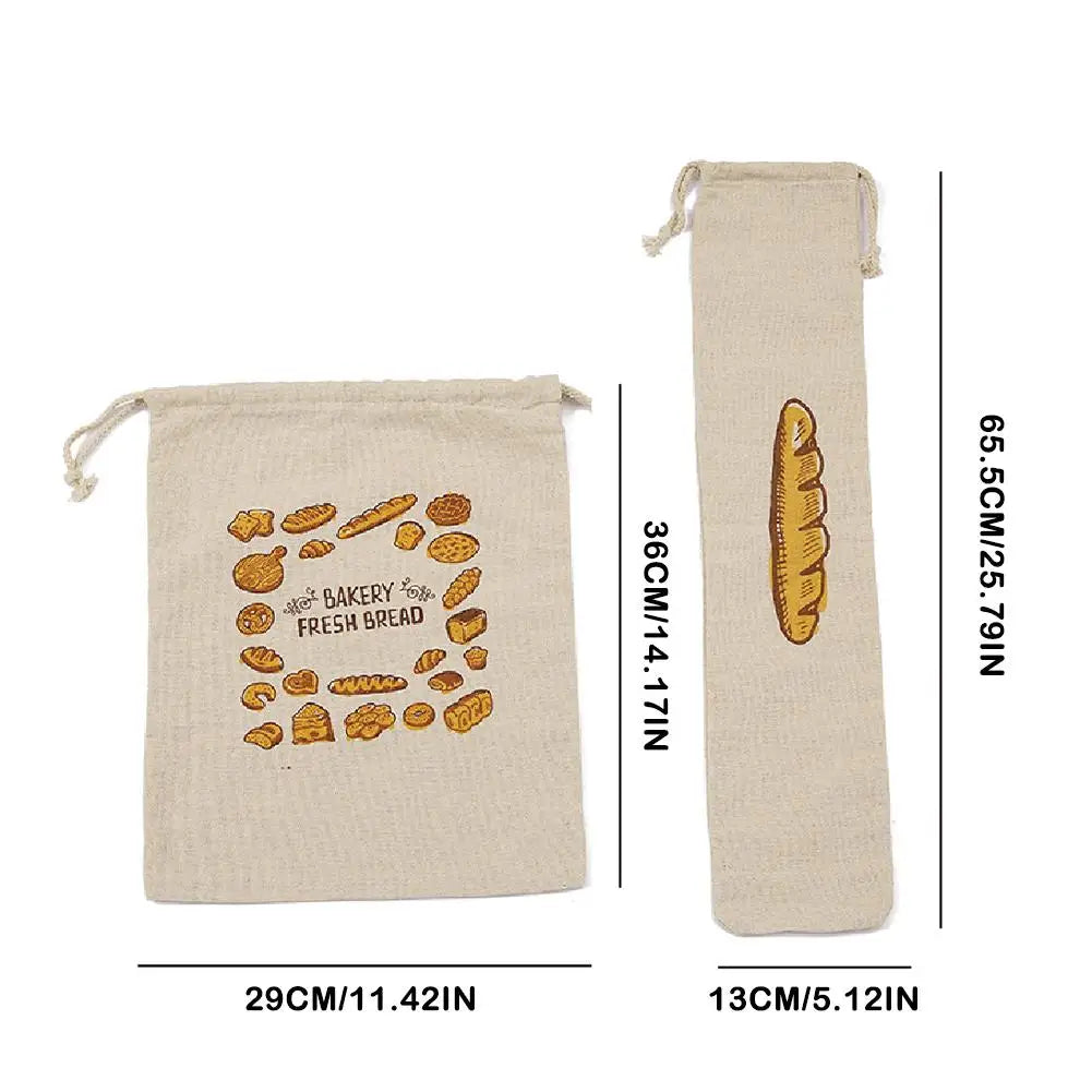 Reusable Linen Bread Storage Bag – Large Drawstring Unbleached Natural Organiser