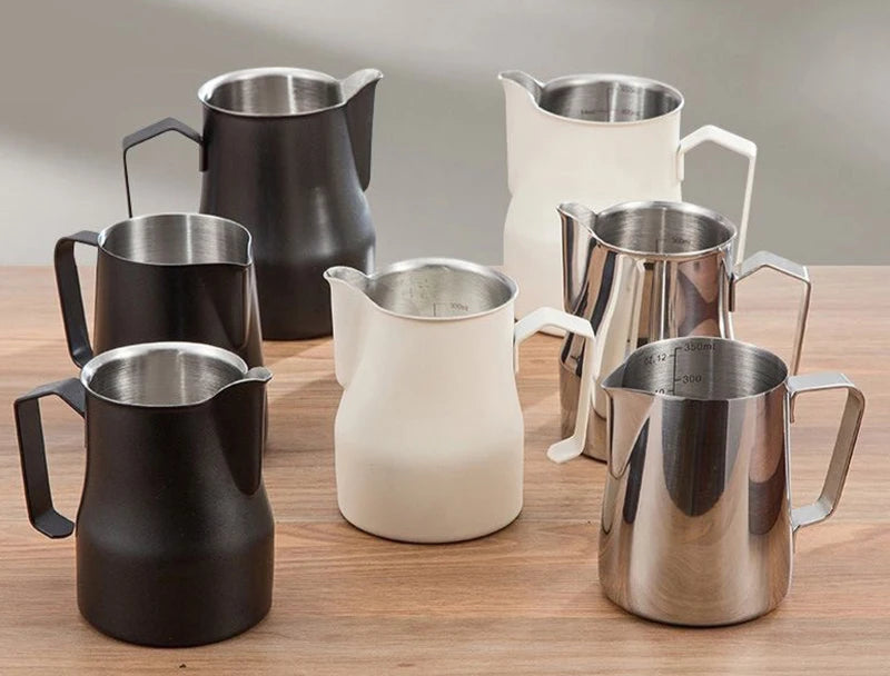 Stainless Steel Milk Frothing Jug – Latte Art Pitcher with Spout for Baristas, 350–600ml