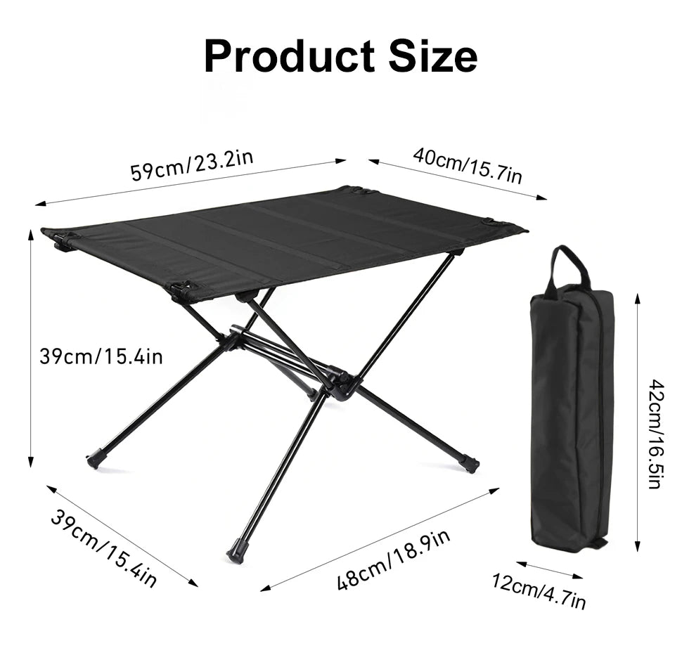 WESTTUNE Lightweight Camping Folding Table – Portable Roll-Up Aluminium Table with Oxford Fabric Top