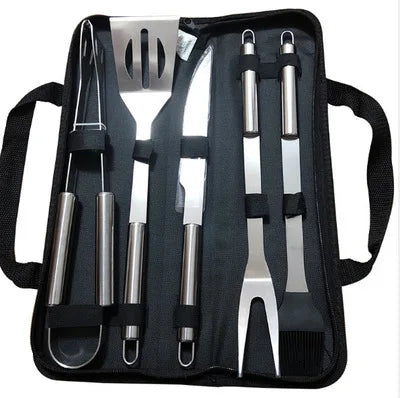 Stainless Steel BBQ Tool Set – Portable Outdoor Grill Utensils with Storage Bag